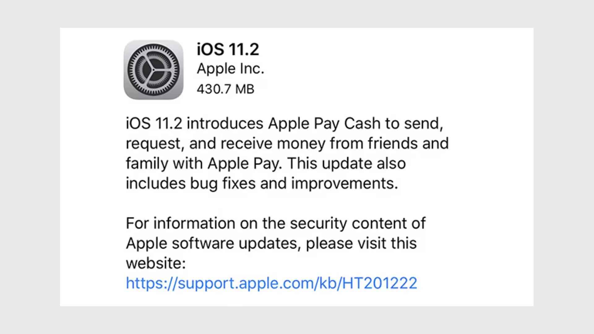 Apple Released iOS 11.2 With Apple Pay Cash, Faster Wireless Charging Support, Date Bug Fix and More