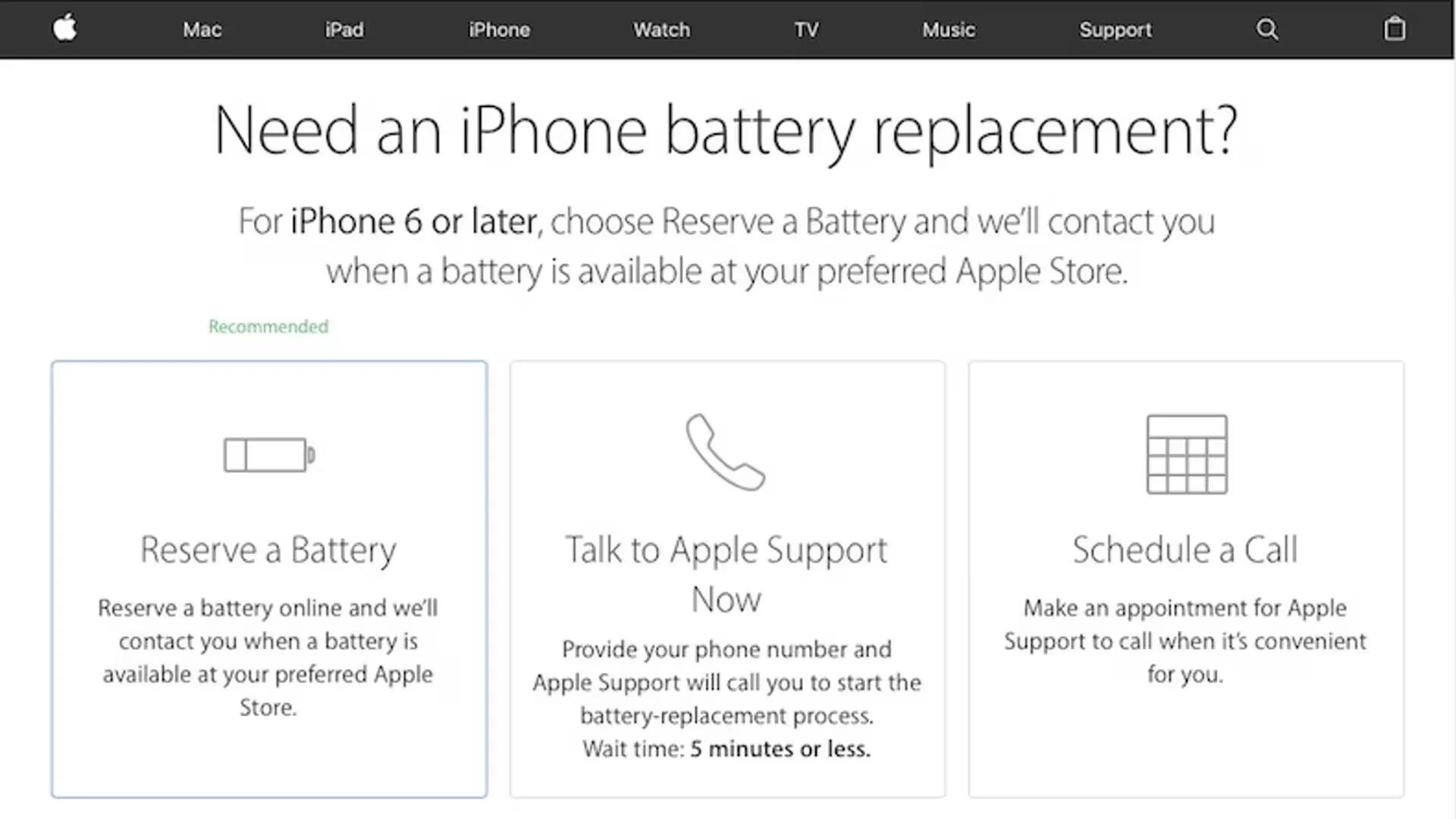 Apple "Reserve a Battery" Program for iPhone