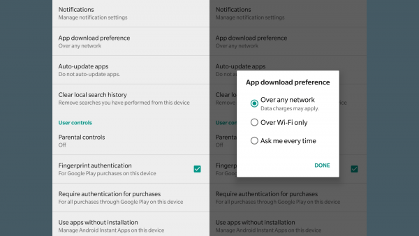 App Download Preference - Google Play Store