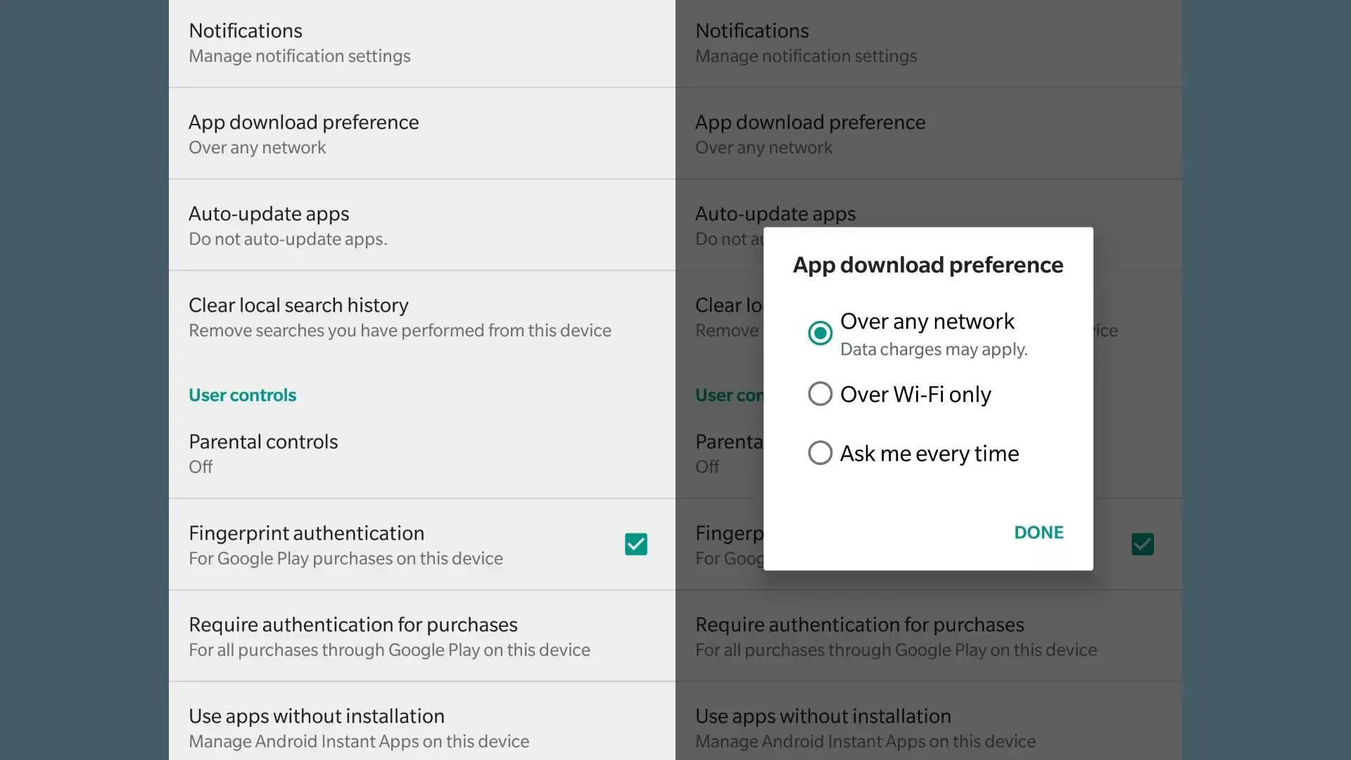 Google introduces network download options to Play Store