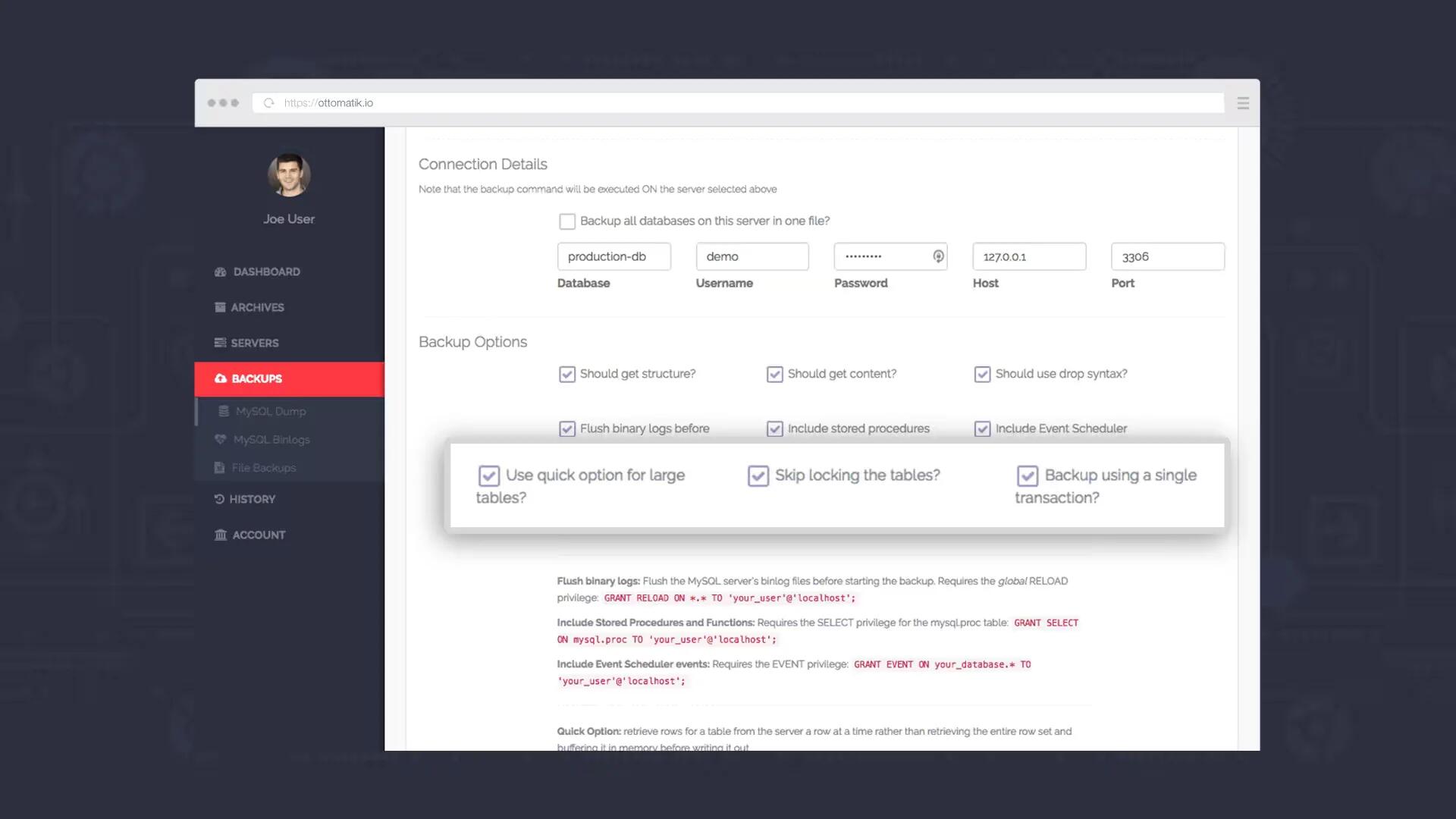 Learn More about MySQL Backup with Ottomatik
