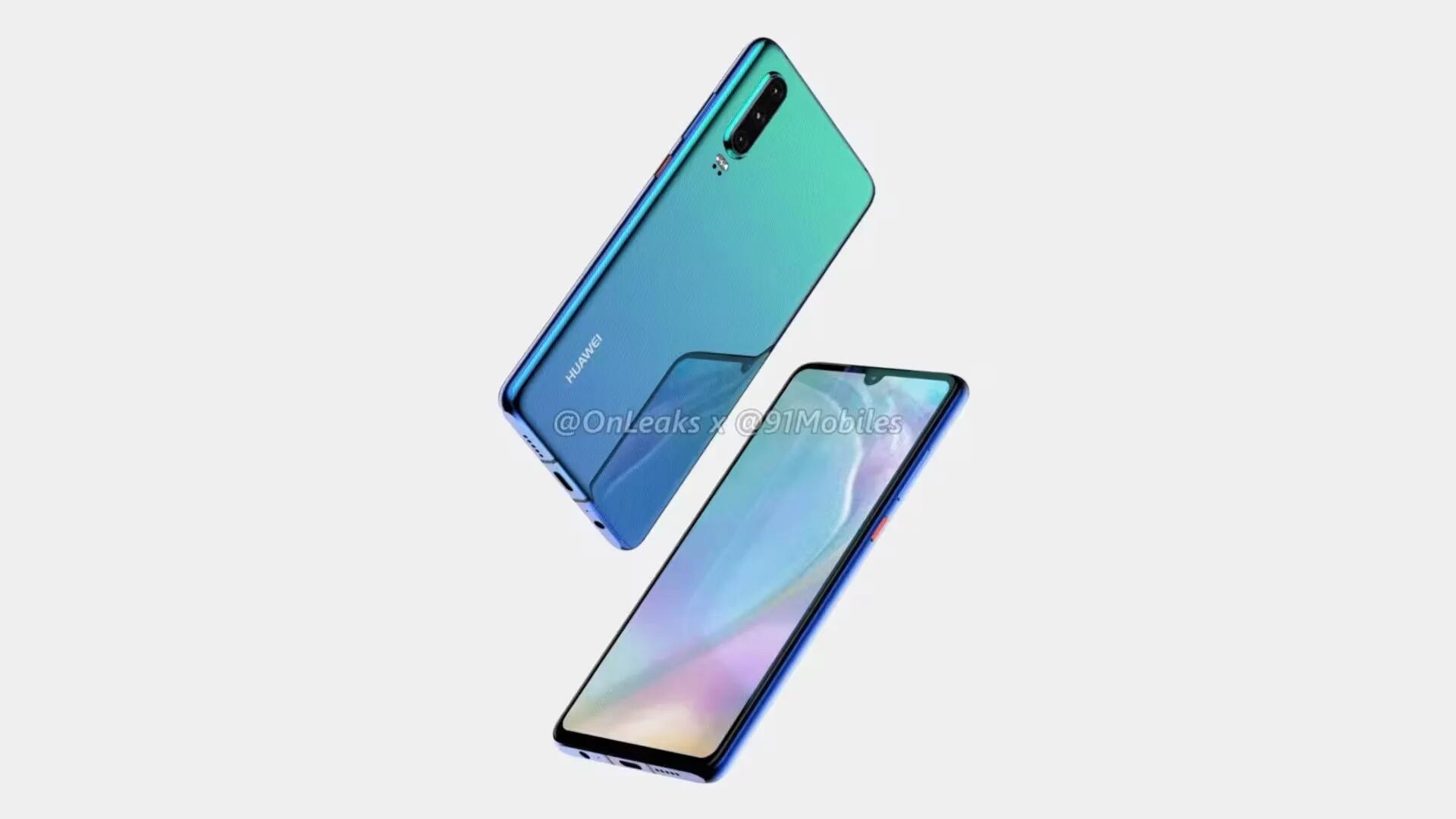 Leaked Huawei P30 renders reveal a waterdrop notch and three rear cameras
