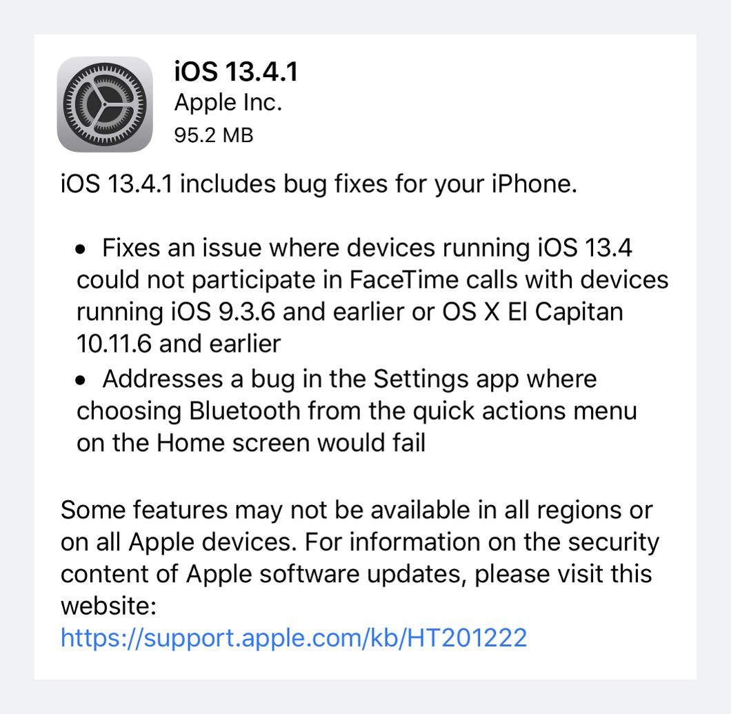 iOS 13.4.1 Update