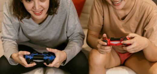 Two Girls Playing Games