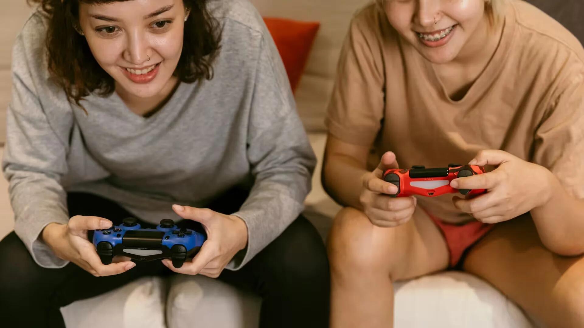 Two Girls Playing Games