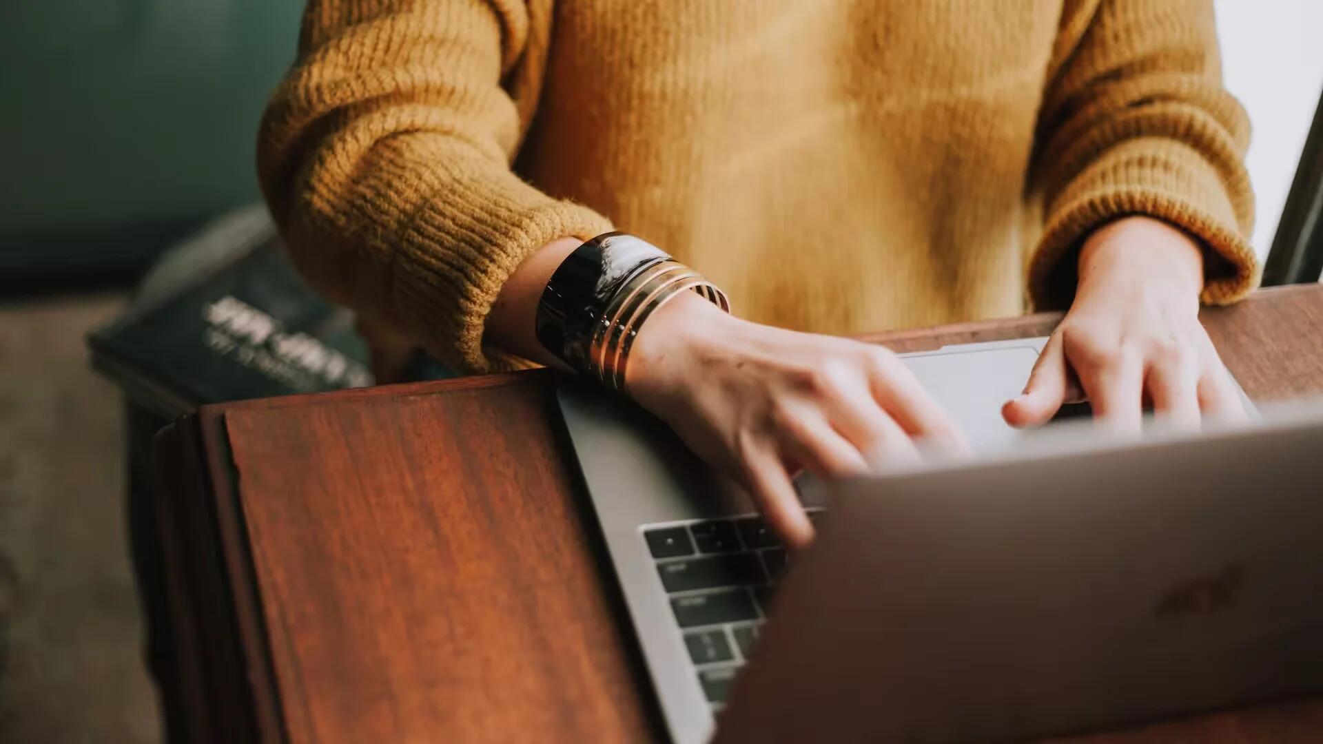 Person working on a laptop